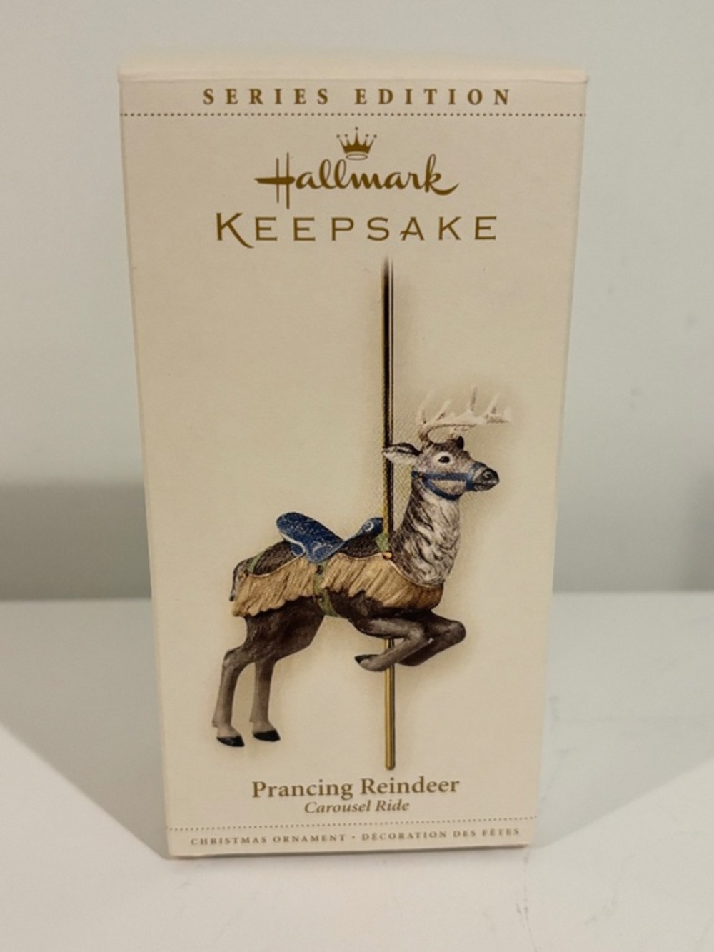 Vintage HALLMARK KEEPSAKE Prancing Reindeer Carousel Ride Christmas Ornament